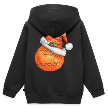 Noël Orange - Sweat Premium à capuche zippé enfant bio - noir - Dos - AI Model Kid Male (0cm)