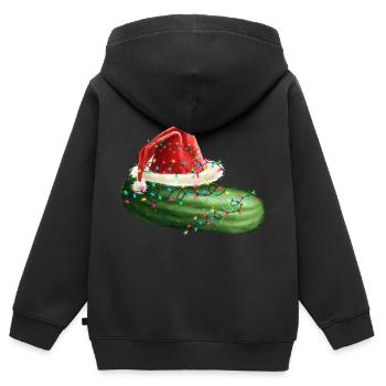 Concombre de Noël - Sweat Premium à capuche zippé enfant bio - noir - Dos - AI Model Kid Male (0cm)