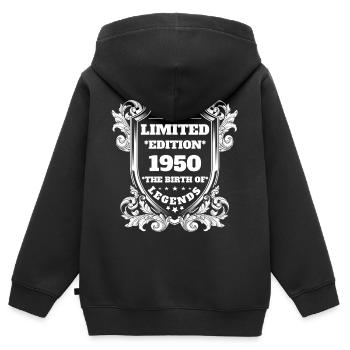 1950 - Kids Premium Organic Zip-up Hoodie - black - Back - AI Model Kid Male (0cm)