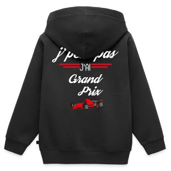 J Peux Pas J Ai Grand prix rouge - Sweat Premium à capuche zippé enfant bio - noir - Dos - AI Model Kid Male (0cm)