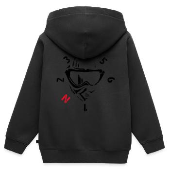 Motocross-Helm & Getriebe - Kinder Premium Organic Zip Hoodie - Schwarz - Hinten - AI Model Kid Male (0cm)