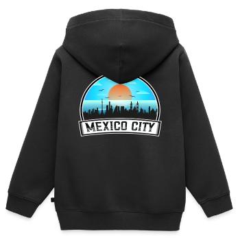 Mexiko-Stadt Mexiko Skyline Vintage Sunset Travel S - Kinder Premium Organic Zip Hoodie - Schwarz - Hinten - AI Model Kid Male (0cm)