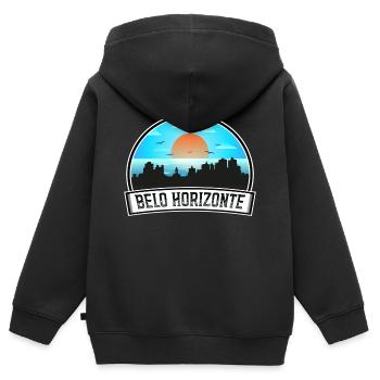 Belo Horizonte Brésil Skyline Vintage Sunset Trave - Sweat Premium à capuche zippé enfant bio - noir - Dos - AI Model Kid Male (0cm)