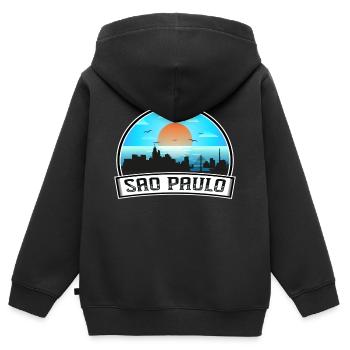 Sao Paulo Brasilien Skyline Vintage Sonnenuntergang Reise Sou - Kinder Premium Organic Zip Hoodie - Schwarz - Hinten - AI Model Kid Male (0cm)