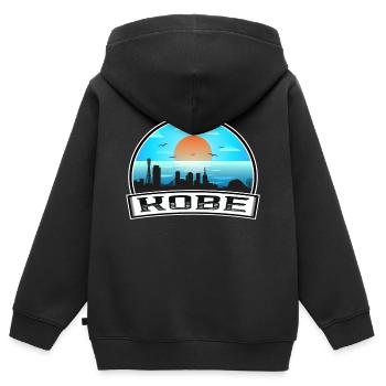 Kobe Japon Skyline Vintage Sunset Travel Souvenir - Sweat Premium à capuche zippé enfant bio - noir - Dos - AI Model Kid Male (0cm)