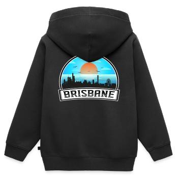 Brisbane Australie Skyline Vintage Sunset Travel S - Sweat Premium à capuche zippé enfant bio - noir - Dos - AI Model Kid Male (0cm)