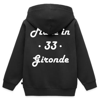 Made in Gironde - Sweat Premium à capuche zippé enfant bio - noir - Dos - AI Model Kid Male (0cm)