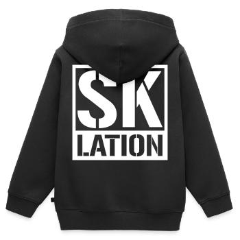 Eskalation SKlation sklation | Farbe änderbar - Kinder Premium Organic Zip Hoodie - Schwarz - Hinten - AI Model Kid Male (0cm)