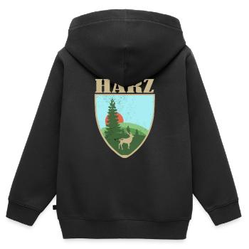 Harz Gebirge - Kinder Premium Organic Zip Hoodie - Schwarz - Hinten - AI Model Kid Male (0cm)