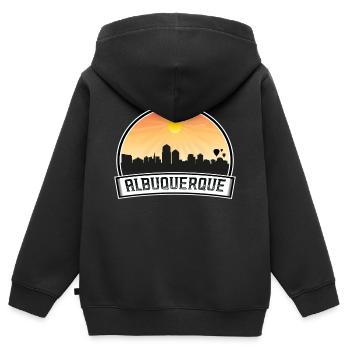 Albuquerque Nouveau-Mexique États-Unis Skyline Vintage Coucher de soleil - Sweat Premium à capuche zippé enfant bio - noir - Dos - AI Model Kid Male (0cm)