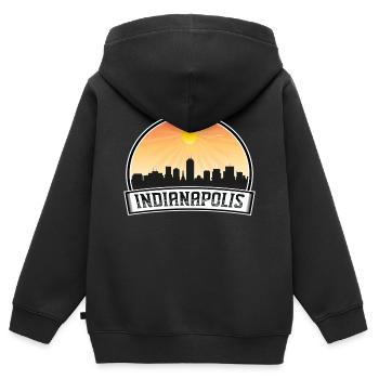 Indianapolis Indiana États-Unis Skyline Vintage Sunset Tr - Sweat Premium à capuche zippé enfant bio - noir - Dos - AI Model Kid Male (0cm)