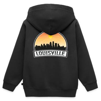 Louisville Kentucky Usa Skyline Vintage Sunset Tra - Kinder Premium Organic Zip Hoodie - Schwarz - Hinten - AI Model Kid Male (0cm)