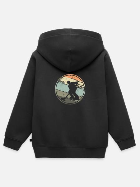 Joueur de hockey sur glace Rétro - Sweat Premium à capuche zippé enfant bio - noir