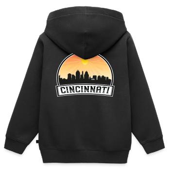 Cincinnati Ohio USA Skyline Vintage Sonnenuntergang Reisen - Kinder Premium Organic Zip Hoodie - Schwarz - Hinten - AI Model Kid Male (0cm)