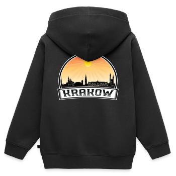 Krakau Polen Skyline Vintage Sunset Travel Souven - Kinder Premium Organic Zip Hoodie - Schwarz - Hinten - AI Model Kid Male (0cm)