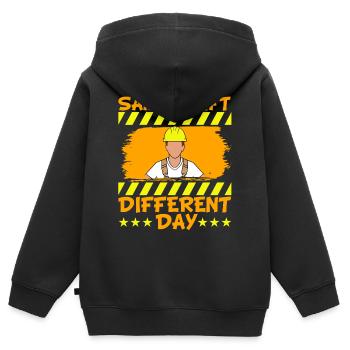 Bauleiter Zimmerei Beruf Gleich - Kinder Premium Organic Zip Hoodie - Schwarz - Hinten - AI Model Kid Male (0cm)