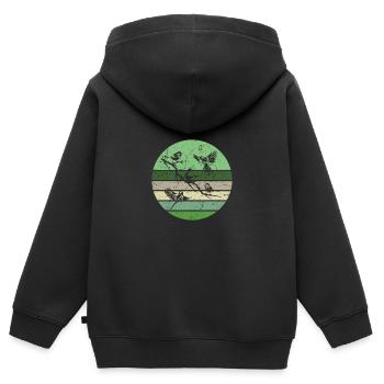 Vögel auf einem Zweig - Kinder Premium Organic Zip Hoodie - Schwarz - Hinten - AI Model Kid Male (0cm)