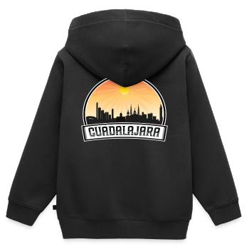 Guadalajara Mexiko Skyline Vintage Sunset Travel S - Kinder Premium Organic Zip Hoodie - Schwarz - Hinten - AI Model Kid Male (0cm)