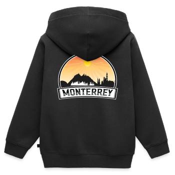 Monterrey Mexiko Skyline Vintage Sonnenuntergang Reise Sou - Kinder Premium Organic Zip Hoodie - Schwarz - Hinten - AI Model Kid Male (0cm)