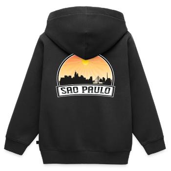 Sao Paulo Brasilien Skyline Vintage Sonnenuntergang Reise Sou - Kinder Premium Organic Zip Hoodie - Schwarz - Hinten - AI Model Kid Male (0cm)