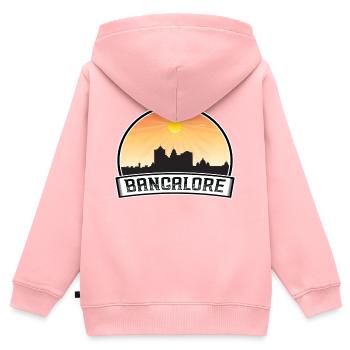 Bangalore Inde Skyline Vintage Sunset Travel Souv - Sweat Premium à capuche zippé enfant bio - rose - Dos - AI Model Kid Female (0cm)