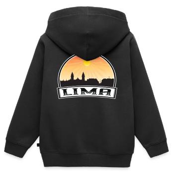 Lima Pérou Skyline Vintage Sunset Souvenir de voyage - Sweat Premium à capuche zippé enfant bio - noir - Dos - AI Model Kid Male (0cm)