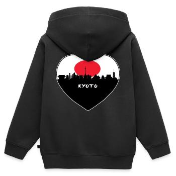 Kyoto-Japan-Flaggen-Skyline-Reise-Andenken - Kinder Premium Organic Zip Hoodie - Schwarz - Hinten - AI Model Kid Male (0cm)