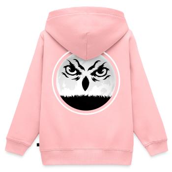 Eule "alte Eule im Mondschein" Nachteule - Kinder Premium Organic Zip Hoodie - Rosa - Hinten - AI Model Kid Female (0cm)