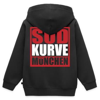 Südkurve München | Farbe änderbar - Kinder Premium Organic Zip Hoodie - Schwarz - Hinten - AI Model Kid Male (0cm)