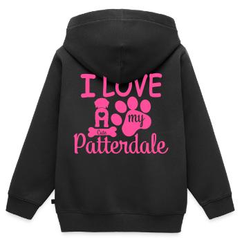 Patterdale Terrier Maman Maman Maîtresse J’aime mon - Sweat Premium à capuche zippé enfant bio - noir - Dos - AI Model Kid Male (0cm)