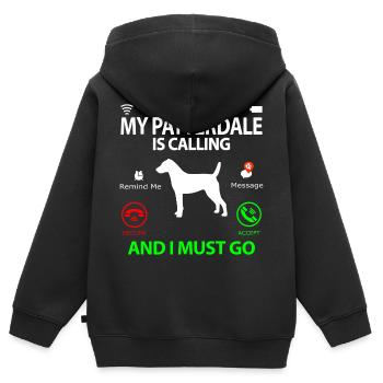 Patterdale Terrier dit drôle d’humour drôle - Sweat Premium à capuche zippé enfant bio - noir - Dos - AI Model Kid Male (0cm)