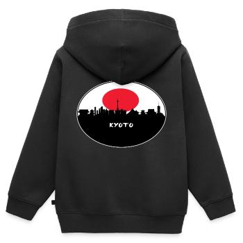 Kyoto-Japan-Flaggen-Skyline-Schattenbild-Reise - Kinder Premium Organic Zip Hoodie - Schwarz - Hinten - AI Model Kid Male (0cm)