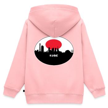 Kobe Japan Flag Skyline Silhouette Travel - Kids Premium Organic Zip-up Hoodie - rose - Back - AI Model Kid Female (0cm)