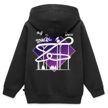Auf die schiefe Bahn geraten - Kinder Premium Organic Zip Hoodie - Schwarz - Hinten - AI Model Kid Male (0cm)