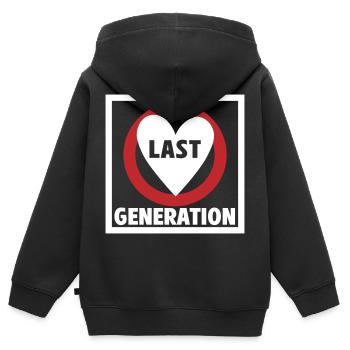 Letzte Generation | Farben änderbar - Kinder Premium Organic Zip Hoodie - Schwarz - Hinten - AI Model Kid Male (0cm)