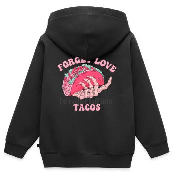 Anti Saint-Valentin Coeur Amour Cadeau Idée Horreur - Sweat Premium à capuche zippé enfant bio - noir - Dos - AI Model Kid Male (0cm)