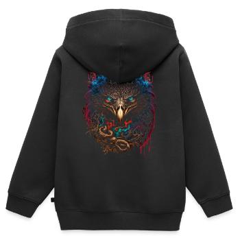 Adler | Eagle’s Head | Eagle | Effet 3D - Sweat Premium à capuche zippé enfant bio - noir - Dos - AI Model Kid Male (0cm)