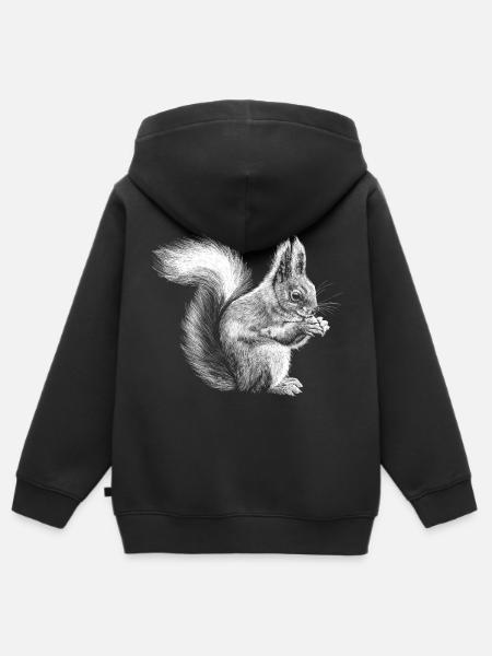 Écureuil - Sweat Premium à capuche zippé enfant bio - noir