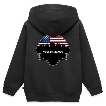 New Orleans Louisiana Usa Flag Skyline Silhouette - Kids Premium Organic Zip-up Hoodie - black - Back - AI Model Kid Male (0cm)
