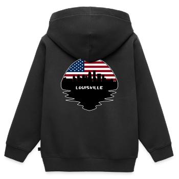 Louisville Kentucky USA Flagge Skyline Silhouette Tr - Kinder Premium Organic Zip Hoodie - Schwarz - Hinten - AI Model Kid Male (0cm)