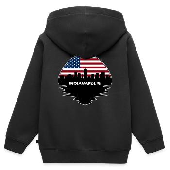 Indianapolis Indiana États-Unis Flag Skyline Silhouette T - Sweat Premium à capuche zippé enfant bio - noir - Dos - AI Model Kid Male (0cm)
