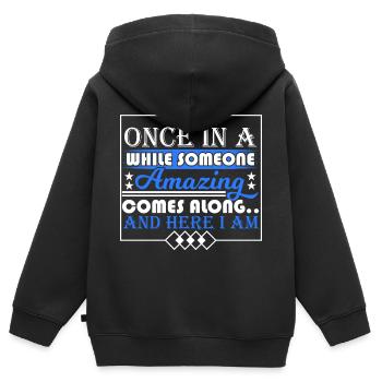 Ab und zu kommt jemand Erstaunliches vorbei und - Kinder Premium Organic Zip Hoodie - Schwarz - Hinten - AI Model Kid Male (0cm)