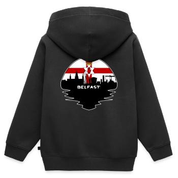 Belfast Irlande du Nord Flag Skyline Silhouette T - Sweat Premium à capuche zippé enfant bio - noir - Dos - AI Model Kid Male (0cm)