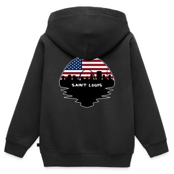 Saint Louis Missouri Usa-Flaggen-Skyline-Schattenbild T - Kinder Premium Organic Zip Hoodie - Schwarz - Hinten - AI Model Kid Male (0cm)