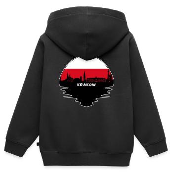 Krakau Polen Flagge Skyline Silhouette Reisen - Kinder Premium Organic Zip Hoodie - Schwarz - Hinten - AI Model Kid Male (0cm)