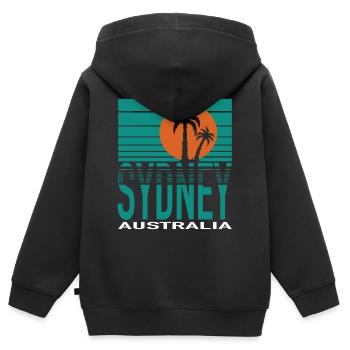 SYDNEY - Kinder Premium Organic Zip Hoodie - Schwarz - Hinten - AI Model Kid Male (0cm)