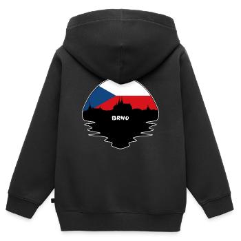 Brünn Tschechien Flagge Skyline Silhouette Reisen - Kinder Premium Organic Zip Hoodie - Schwarz - Hinten - AI Model Kid Male (0cm)