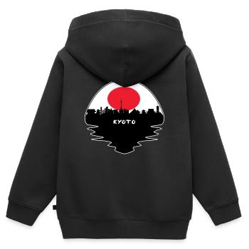 Kyoto-Japan-Flaggen-Skyline-Schattenbild-Reise - Kinder Premium Organic Zip Hoodie - Schwarz - Hinten - AI Model Kid Male (0cm)