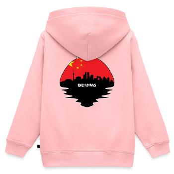 Peking China Flagge Skyline Silhouette Reisen - Kinder Premium Organic Zip Hoodie - Rosa - Hinten - AI Model Kid Female (0cm)