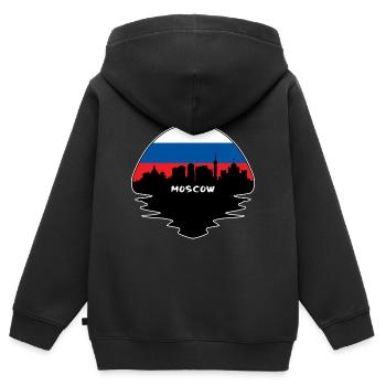 Moskau Russland Flagge Skyline Silhouette Reisen - Kinder Premium Organic Zip Hoodie - Schwarz - Hinten - AI Model Kid Male (0cm)